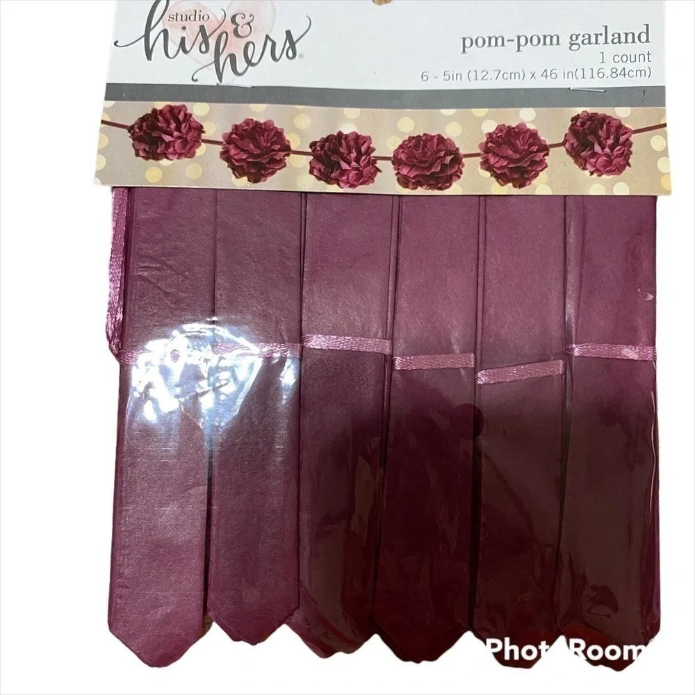 Burgundy Maroon Pom Pom Garland Decoration NEW Wedding Bridal Shower Birthday